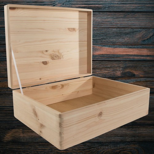 Shallow wooden storage box - shallow,