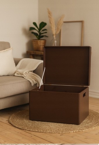 Large brown colour wooden box - brown,