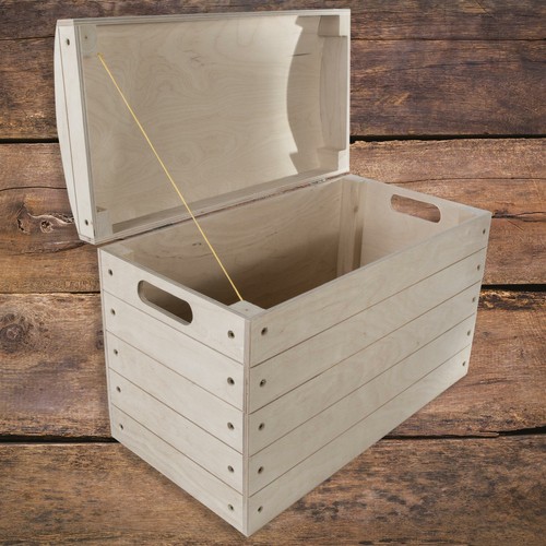 Large wooden decorative chest - wooden,