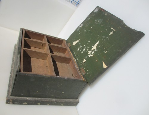 Large antique wooden tool box - tool,