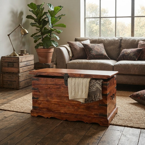 Large solid wooden - trunk, chest