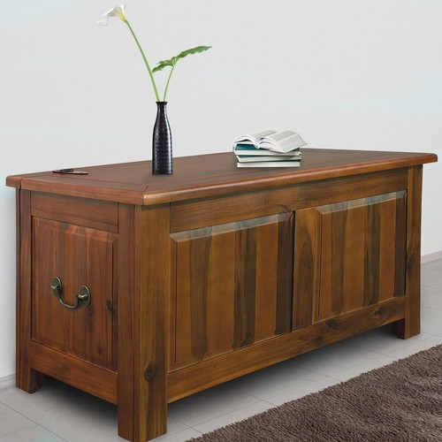 Large wooden trunk rustic - large,