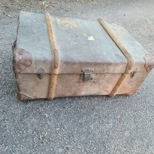 Vintage banded steamer trunk - steamer,