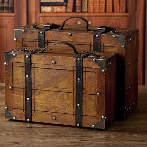 Wooden chest portable - chest, vintage